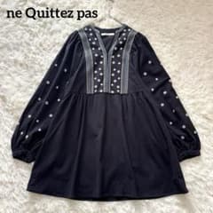 ne Quittez pas 刺繍 チュニックワンピース ブラック インド製 M ne Quittez pas 刺繍 チュニックワンピース ブラック インド製 M