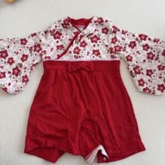 袴風 ロンパース 桜柄 レッドのサムネイル