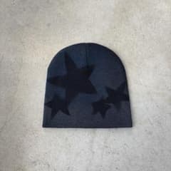 リメイク レア swag スター柄 ニット帽 ビーニー ブラック　紺のサムネイル