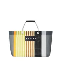 新品未使用MARNI マルニフラワーカフェ　ストライプバッグミニ　マルチグレーのサムネイル