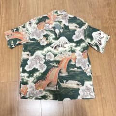 サンサーフ 和柄 富士山 桟橋 総柄 アロハシャツ サイズS メンズ