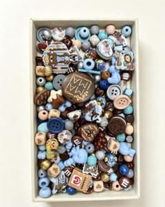ハンドメイド ブラウン水色ビーズ詰め合わせ アクセサリーパーツ 約300mlのサムネイル