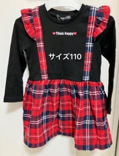 ワンピース　長袖　チェック　秋　冬　サイズ110 赤　黒のサムネイル