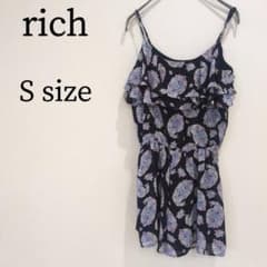 Rich リッチ ロンパース オールインワン フリル ペイズリー 細見え S 