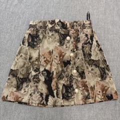 고양이 무늬 고블란 직조 미니 스커트