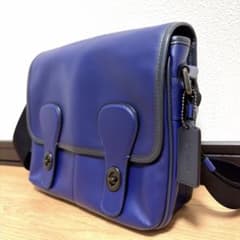 美品】COACH C2907 ヘリテージ マップバッグ レザー ブルー - メルカリ