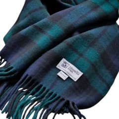 美品☆ジョンストンズ ブラックウォッチ ストール カシミヤ