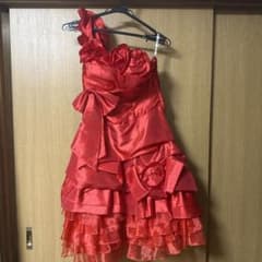 ワンショルダー　ショートドレス　赤色　フリル　クリスマス　コスプレのサムネイル