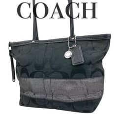 極美品 COACH コーチ トートバッグ ショルダー 13548 キャンバス 黒 