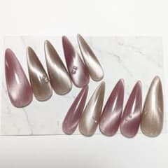 マグネットネイル ニュアンス 上品 シンプル パール 大人可愛いのサムネイル