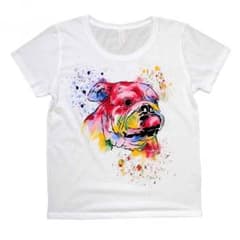 値下げ ブルドッグ濡れ描きTシャツ　Lサイズのサムネイル