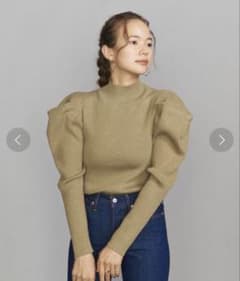 【美品】BEAUTY&YOUTH オリーブグリーン パフスリーブ ニットのサムネイル