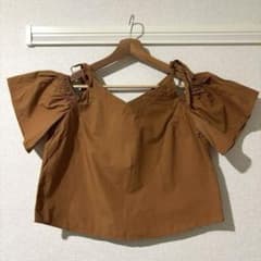 【美品】EMODA オフショルダー フリーサイズ 夏服 オレンジブラウン 韓国風のサムネイル