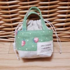 ミニミニトート巾着 ストロベリー ハンドメイドのサムネイル