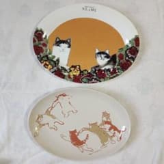 マンハッタナーズ　Manhattaner's 　皿　2枚　 猫　楕円皿　久下貴史 マンハッタナーズ Manhattaner's 皿 2枚 猫 楕円皿 久下貴史 - メルカリ