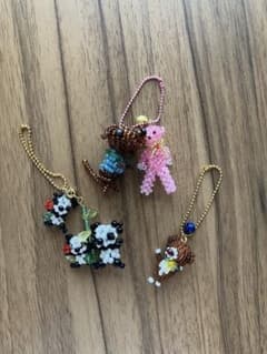 [ハンドメイド]ポールチェーン ビーズ3点セット ダックス&くま くま パンダのサムネイル