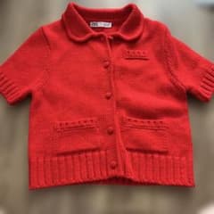 ZARA ニット カーディガン 半袖 レッド Mのサムネイル