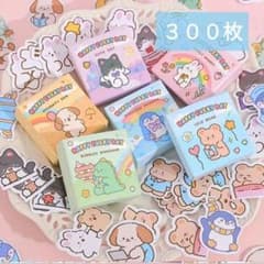 韓国アニマルステッカー　300枚♥コラージュ素材　海外ステッカー　フレークシール