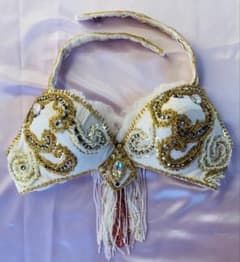 ベリーダンス衣装✴︎ブラベルト ホワイト×ゴールド(中古)のサムネイル