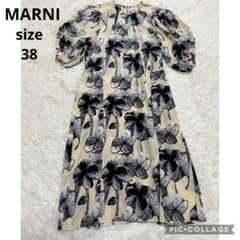MARNI マルニ シルク混 花柄バルーンスリーブコクーンワンピース 半袖 膝丈 MARNI マルニ シルク混 花柄バルーンスリーブコクーンワンピース 半袖