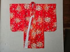 キッズ 着物 和装 レッド 蝶々 菊のサムネイル