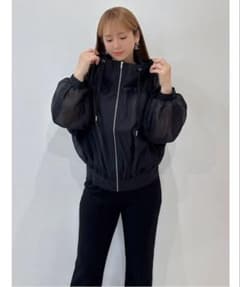最終値下げ❤︎mocoas❤︎シアー フーディー ブルゾン ブラックのサムネイル