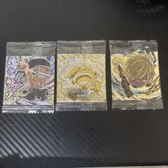 ワンピース ウエハースシール 金ニカ(裏ギア2)&ゾロ&サンジシークレットのサムネイル