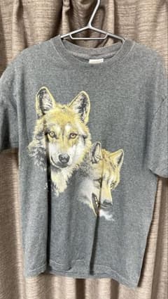 オオカミ プリント Tシャツ グレーのサムネイル