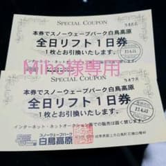 【Miho様専用】速達)スノーウェーブパーク白鳥高原　全日リフト券　2枚のサムネイル