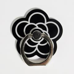 カメリア型 花柄 スマホスタンド ブラック バンカーリング iRing 好きにのサムネイル