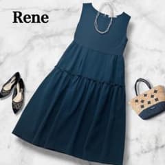 極美品✤Rene ルネ 36 ノースリーブティアードワンピース 異素材ドッキング 極美品✤Rene ルネ 36 ノースリーブティアードワンピース 異素材