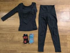 【美品】リントスル ウェアトップス＆レギンス＆ソックス＋おまけ 4点セット M リントスル パーフェクトウォーム上下セット Lサイズ おまけソックス2