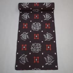 M19-15 新品保管品 久留米かすり 綿絣 着尺反物 黒紺 花 井桁 - メルカリ