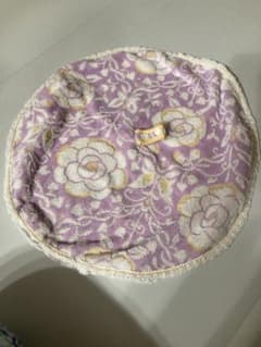 円形タオル　パープル 花柄　レース付のサムネイル