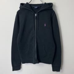 90s ラルフローレンスポーツ ジップパーカー ブラック パープルポニー刺繍