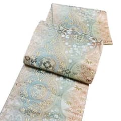 A 85袋帯 六通柄 草木染　唐織　華文　金糸　花草　正絹 A 85袋帯 六通柄 草木染 唐織 華文 金糸 花草 正絹 - メルカリ