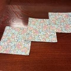布製コースター 3枚セット 花柄 チェック柄のサムネイル