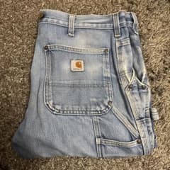 色落ち抜群 carhartt ダブルニーペインターデニムパンツ34×30 USA