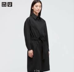 UNIQLO U ドローストリングシャツワンピース ブラック Lのサムネイル