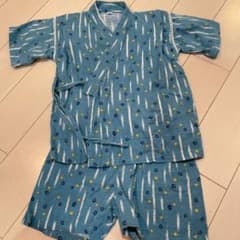 甚平 男の子　100cm ターコイズ　おしゃれ柄　夏祭り　花火のサムネイル