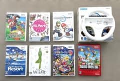 Wii ゲームソフト7本＋マリオカートハンドルセットのサムネイル