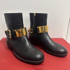 美品Giuseppe Zanotti ゴールドチェーン レザー バイカーブーツ - メルカリ