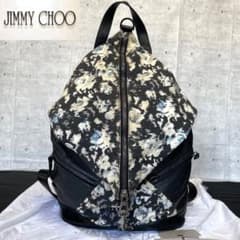 JIMMY CHOO FITZROY BLACK フラワー 花柄 バックパック - メルカリ