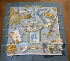 未使用】エルメス カレ90 シルクスカーフ 「エルメスの思い出」 高島屋 