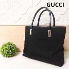 【希少】 GUCCI トートバッグ 黒 ナイロン オールド ヴィンテージ