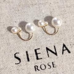 SIENAROSE シエナロゼ Cラインパールキャッチピアス 2粒パール K10