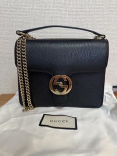 GUCCI インターロッキングショルダーバッグ C030019244ブラック - メルカリ