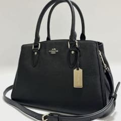 極美品 COACH キャリーオール 2way シボ革 ショルダーバッグ 黒