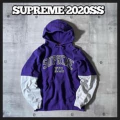 20ss SUPREME スウェットパーカー アーチロゴ 重ね着風 短丈 y2k 