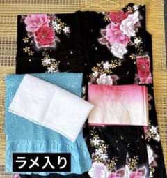 kansai yukata 浴衣 山本寛斎 浴衣・帯セット 花柄 ラメ入り - メルカリ